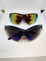Khan Half Frame Mens Mirrored Lens Wrap Around Sport Sunglasses - £7.04 GBP