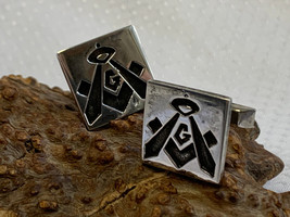 Sterling Silver F &amp; S Masonic Cuff Links 14g Mens Jewelry Suit Dress Acc... - £23.59 GBP