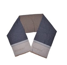 Vintage Yves Saint Laurent Wool Scarf Mens Rectangle Navy Brown Fringe Y... - $66.61