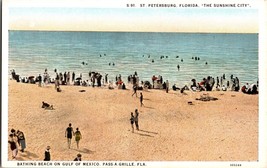 Vtg Postcard Bathing Beach on Gulf of Mexico, St Petersburg Fla, Unposted - £5.61 GBP