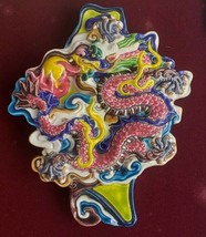 (1) Vintage Taiwan Cochin PINK DRAGON Koji Ceramic Art Pottery Framed Plaque Box - £151.65 GBP