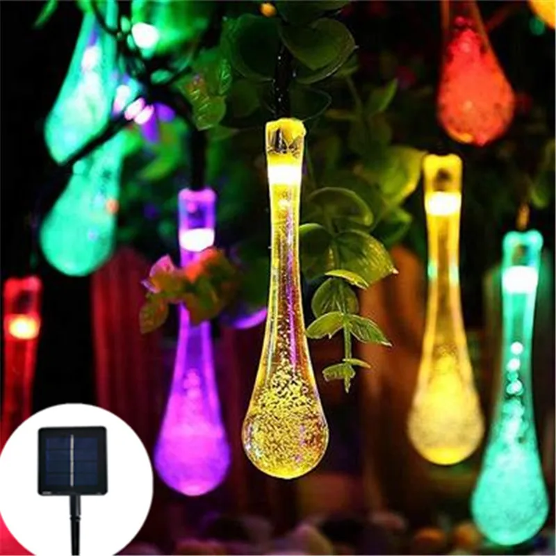 50/20/30 Water drop LED Solar Light Outdoor Lamp String Lights For Holiday Chris - £57.32 GBP