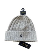 Polo Ralph Lauren Mens Wool Ribbed Cuff Knit Beanie Hat Gray Navy Horse - $27.81