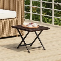 Folding Table Brown PE rattan, powder-coated steel Compact - $113.49