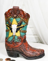 Western Star Texas Longhorn Colorful Faux Tooled Leather Cowboy Boot Mon... - $498.99 MXN