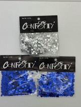 Confetti Square 2 Silver 1 Blue Crafts Party Decoration Tabletop Cards 0.5oz - £3.15 GBP