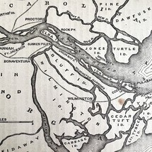 Civil War Map Fort Pulaski And Its Environs 1862 Victorian Military DWY3 - $733.34 MXN