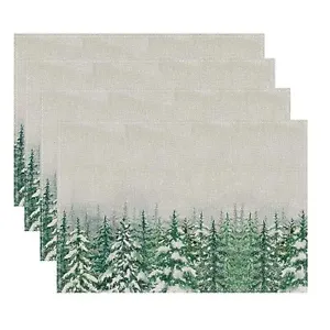 New Merry Christmas Placemats Set Of 4 Buffalo Plaid Truck Gift Tree Winter Xmas - £29.50 GBP