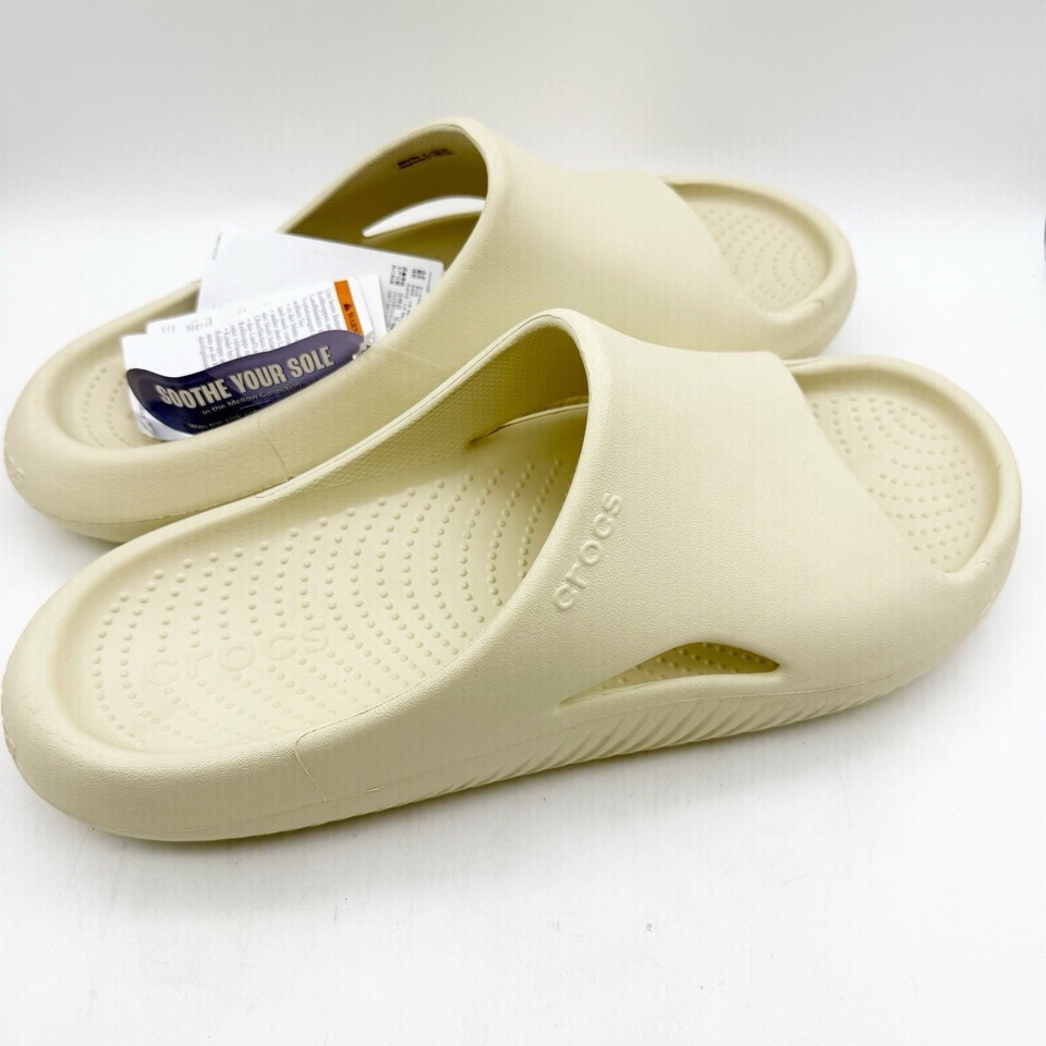 Crocs Mellow Recovery Slide Mens 13 Bone Open Toe Comfortable 208392-2Y2 - $34.99