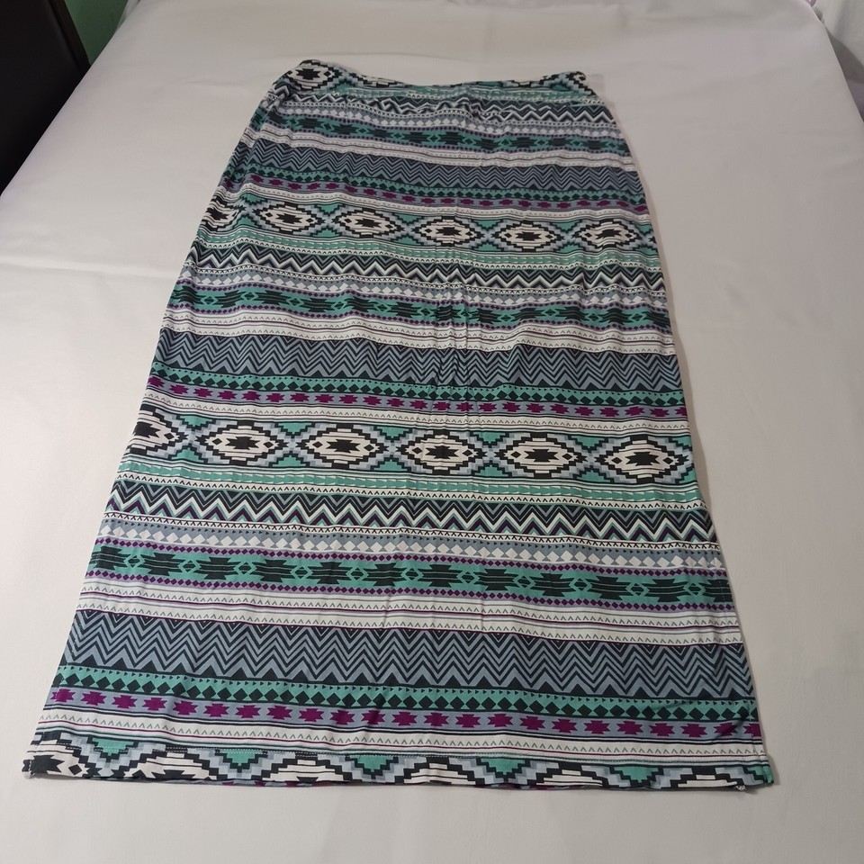 CATO RN#37080 Women's Green Multicolor Geometric Elastic Waist Long Skirt 14/16W Item image 2