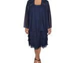 S.L. Fashions Women&#39;s Plus Two Piece Embellished Jacket Dress Navy Tier ... - $46.74