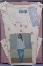 Pyjamas Ouvert De Femme Manches Longues En Interlock Coton Chaud Linclalor 92779 - £28.62 GBP
