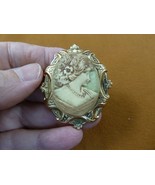 CM113-9) QUIET LADY WOMAN looking down cameo gray white Pin pendant bras... - £24.30 GBP