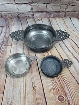 Vintage Henry Ford Museum Woodbury Pewter Dish Porringer Bowl + 2 Small Bowls - £14.70 GBP