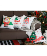 Throw Pillow Covers Christmas Santa Clause Square 18X18 Multicolor 4-Pie... - £41.46 GBP