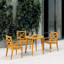 Outdoor Dining Chairs 3 pcs Solid Wood Acacia - £121.96 GBP