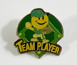 Team Player Vintage Glazed Baseball Smiley Face Man Lapel Pin Good Sport... - $9.89
