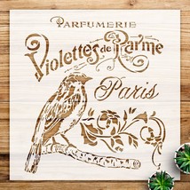 French Antique Bird Stencil with Flowers for Walls and Crafts, Vintage S... - $14.69+