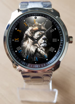 Lion With Crown Portrait Unique Wrist Watch Sporty - £27.97 GBP