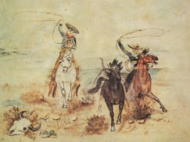 Roping Em by Charles Marion Russell Western Giclee Art Print + Free Shipping - £30.84 GBP+
