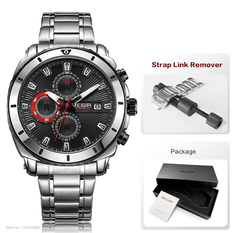 Men&#39;s Blue Dial Chronograph Quartz Watches Fashion Stainless Steel Analo... - $39.78