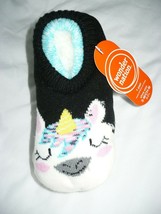 Wonder Nation Girls Fuzzy Slipper Socks Size M/L 1 Pair Gripper Bottoms Unicorn - £8.15 GBP