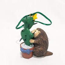 Beaver Hugging Cactus Ornament 1993 Hallmark Strange Wonderful Love 2&quot; - £11.83 GBP