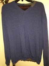 Men&#39;s Robert Graham Soft Lightweight Blue Wool V-Neck Sweater Sz XXL (or XL/L) - £29.50 GBP