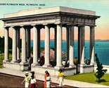 Portico Over Plymouth Rock Plymouth Massachusetts MA UNP Linen Postcard B10 - $2.92