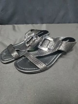 Donald Pliner Ofelia Pebbled Black Metallic Slip-On Sandals Shoes Size 8.5  - $32.68