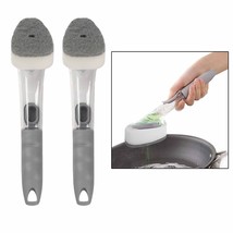 2 Dish Sponge Wand Soap Dispensing Brush Cleaner Scrub Refill Dispenser ... - $18.99