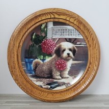 River Shore Weekend Gardener Puppy Playtime Collector&#39;s Plate with Wooden Frame - $31.50