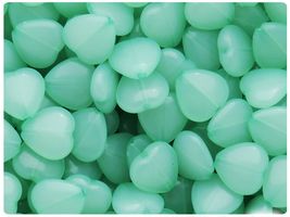 BeadTin Sea Green Translucent 14mm Heart Plastic Craft Beads (60pcs) - $2.39