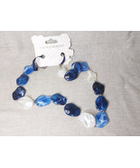 Laura Ashley, Blue &amp; White Large Wave Bead, Long Statement Necklace - $40.73 CAD