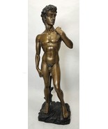 Bronze Biblical David Lost Wax Bronze Statue 20&quot; Michelangelo Signed VB - $882.89 CAD