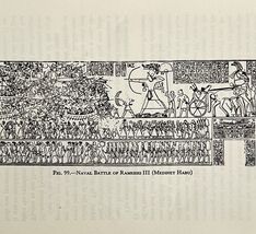 1942 Egypt Ramses III Naval Battle War Historical Print Antique Ephemera... - $28.01 CAD