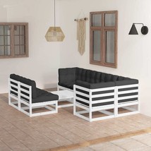  Garden Lounge Set White Solid pine wood, fabric (100% polyester) - $17,385.21 MXN