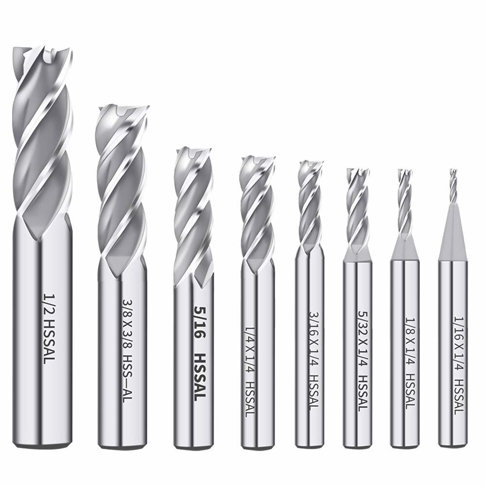 Autotoolhome 1/8&quot; 3/16&quot; 1/4&quot; 5/16&quot; 3/8&quot; 1/2&quot; High Speed Steel Hss 4 Flute - $41.96