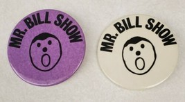 Vintage Mr. Bill Show Pinback Buttons White &amp; Purple Saturday Night Live SNL - £19.28 GBP