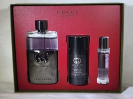 Gucci Guilty Pour Homme 90ML 3.OZ Edt Sp 2.5 Deo Stick 15ML Edt Sp Gift Set Men - £82.98 GBP