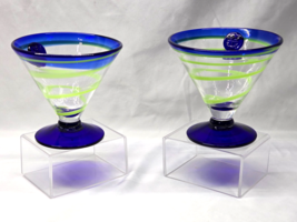 ROYAL CARIBBEAN Lime Swirl Margarita Martini Glass By KOSTA BODA - Pair ... - $19.98