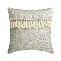 Ivory &amp; Silver Silk Pearls &amp; Tassels 16&quot;x16&quot; Throw Pillow Cover - Palais... - $556.54 MXN+