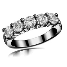 2.50ct Unique Round Moissanite Anniversary Wedding Band 14K BG Charles &amp;... - $1,045.42