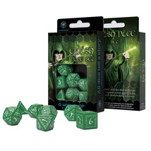 Q Workshop Elvish Dice Set 7pcs (Green &amp; White) - £23.79 GBP