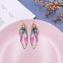 Rainbow Gradient Resin Butterfly Earrings 2021 Shiny Rhinestone Glitter Clear Si - £7.19 GBP