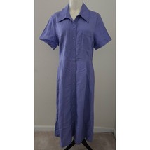 Coldwater Creek Linen Blend Long Dress Button Front 14P Petite Purple Mo... - $24.70
