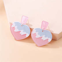 Pink &amp; Blue Glitter Seaside Heart Drop Earrings - £10.41 GBP