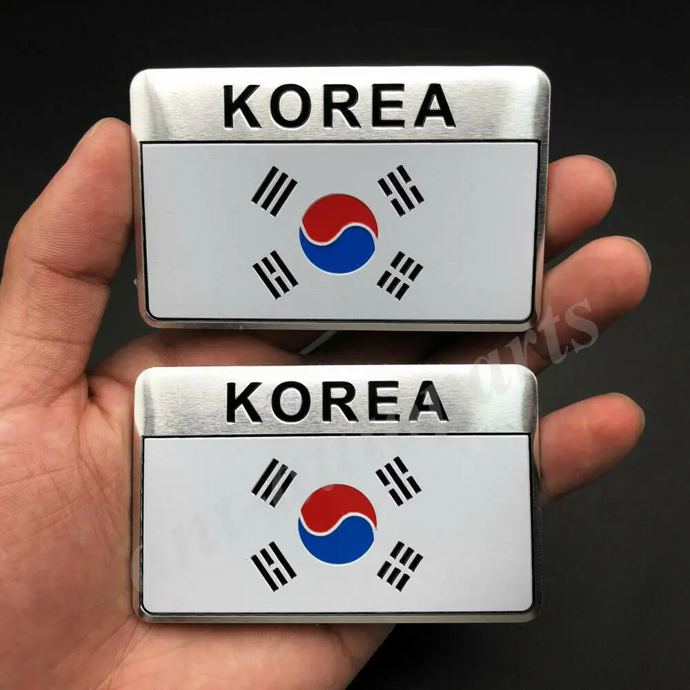 2x Korea Korean Flag Car Trunk Emblem  Motorcycle Sticker Decals Fairing - £53.70 GBP