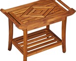 Luxury Teak Shower Bench Stool Seat Chair With Leveling Ft., Large, 25X1... - $256.92