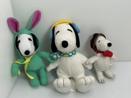 Vintage Lot Of Small Snoopy Charlie Brown Plush Easter Pilot Earmuffs 5 To 8 In - £12.86 GBP